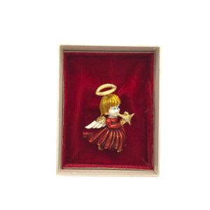 WESCO Adorable Vintage Trumpeting Angel Figural Brooch / Pin